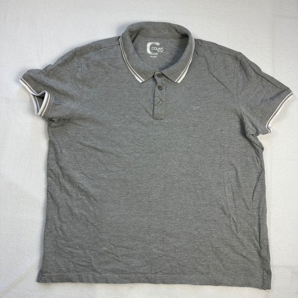 Colin's Men's Gray Short Sleeve Polo Shirt Tipped Collar Size XXL